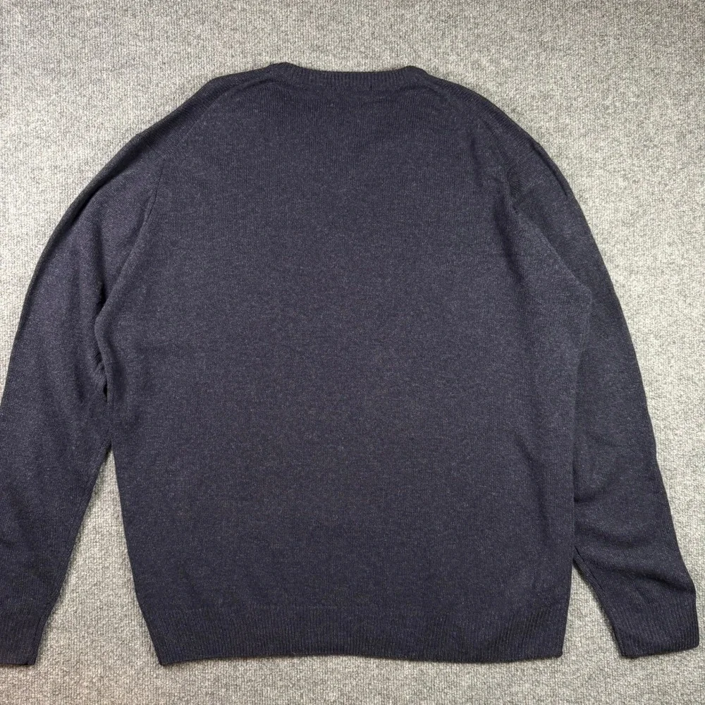 James Pringle Sweater Mens XXL Navy Blue Pure New Wool V-Neck Knit Pullover
